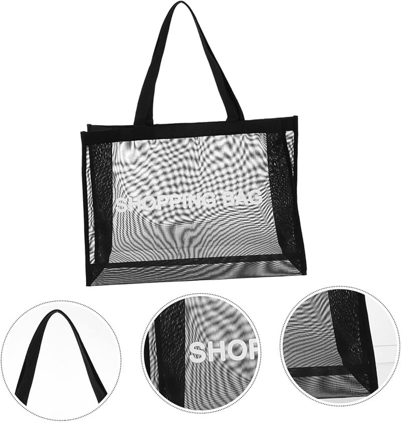 Lightweight Nylon Tote Bag For Travel Cosmetics Beach Toys Black Crossbody Handbag - Image 4